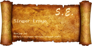 Singer Ernye névjegykártya